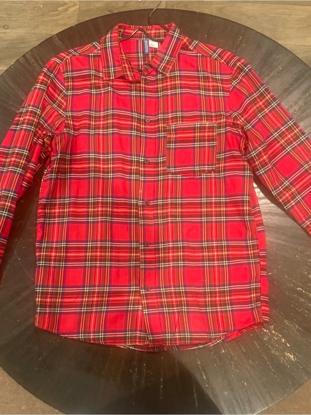 H&M Red Plaid Long-Sleeve Button-Down Shirt